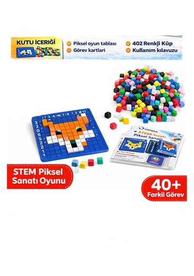 Stem Piksel Kodlama Seti 402 Parça Eğitici Zeka Oyunu Mozaik Puzzle Algoritma Geliştirici Oyuncak 5+