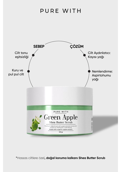 Yeşil Elma Shea Butter Scrub Besleyici Arındırıcı Ve Yenileyici Vücut Peelingi 280 Gr