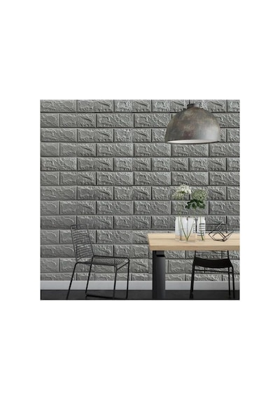 50x54 Cm 0,27 M² Gri Silinebilir Kendinden Yapışkanlı Duvar Kağıdı Esnek Panel 3d Tuğla Desen Diğer