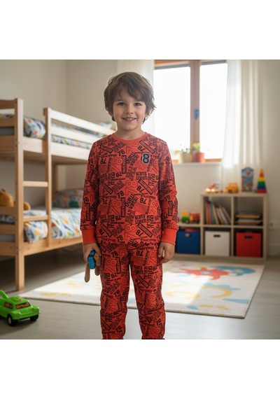 Bonbon Çocuk Desenli 2'li Pijama Takımı Cb1000 Gri