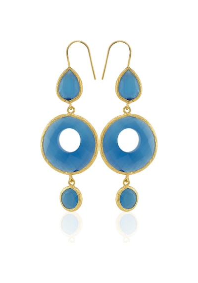 Kadir Jewellery 22 Ayar Altın Kaplama Kadın Sallantılı Küpe -el İşçiliği Ve Hipoalerjenik Küpe Koyu Mavi 50291898