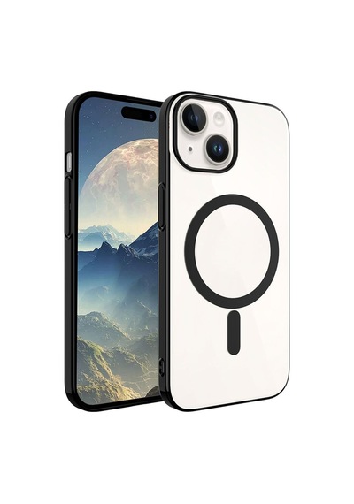 Apple Uyumlu iPhone 15 Plus Kılıf Zore Wireless Şarj Özellikli Pixel M-safe Kapak Gümüş