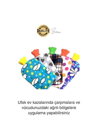 Büyük Boy El Ayak Isıtıcı Kauçuk Polar Kılıflı Sıcak Su Torbası Renkli 2 L