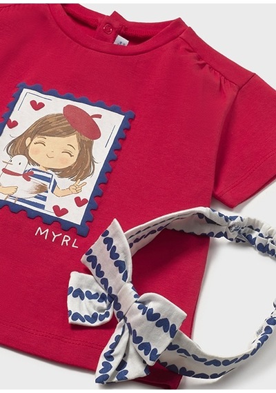 Mayoral Kız Bebek Kısa Kollu T-shirt Ve Saç Bandı Set Kırmızı 01081