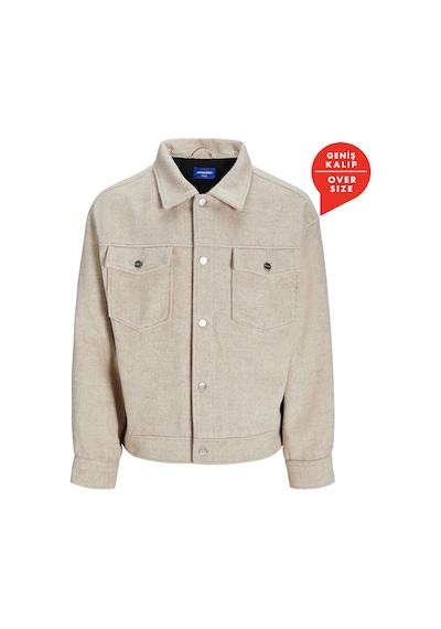 Jack & Jones Jack&jones Ridgewood Melange Overshirt Erkek Bej Ceket Bej