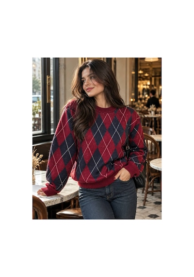 Cloudymood Kadın Bordo Lacivert Baklava Desenli Bisiklet Yaka Oversize Triko Kazak Bordo-lacivert - 937711675 Bordo-lacivert Cloudymood Kadın Bordo Lacivert Baklava Desenli Bisiklet Yaka Oversize Triko Kazak Bordo-lacivert - 937711675 Bordo-lacivert