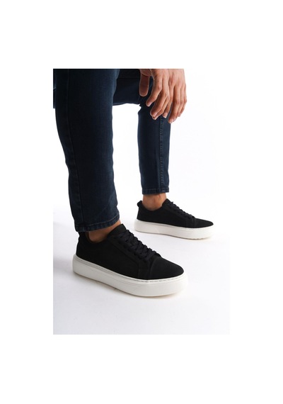 Mubiano Hakiki Deri Mbnbkm3-s Erkek Nubuk Siyah Sneaker & Spor Ayakkabı Siyah