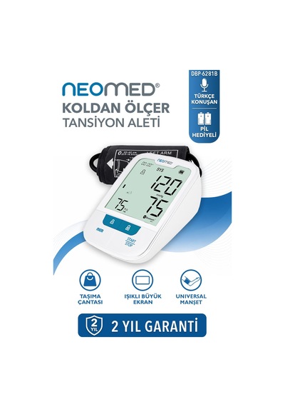 Neomed Dbp-6281 Türkçe Konuşan Büyük Ekranlı Bluetoothlu Üst Koldan Dijital Tansiyon Aleti