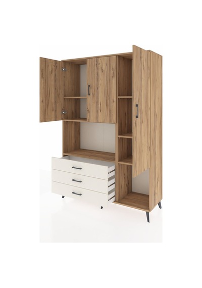 Hyperion Dolap 6 Raflı 3 Çekmeceli 3 Kapaklı 132x44x195 Çam-ç... Çam