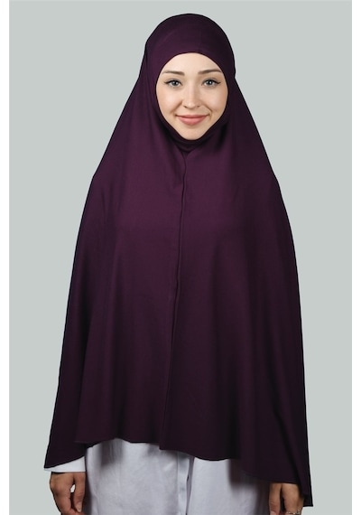 Altobeh Hazır Türban Peçeli Pratik Eşarp Tesettür Nikaplı Hijab - Namaz Örtüsü Sufle (5XL) - Mürdüm