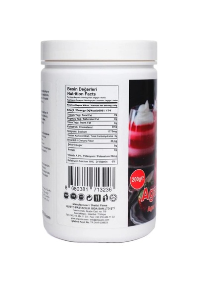 Agar Agar 200 Gr Bitkisel Jel Kıvam Verici 900 Bloom