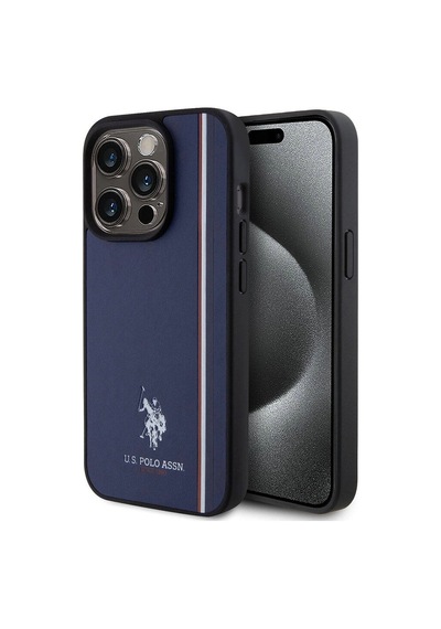 Apple Uyumlu iPhone 15 Pro Kılıf U.s. Polo Assn. Lisanslı Üç Renk Şerit Tasarımlı Baskı Logolu Kapa