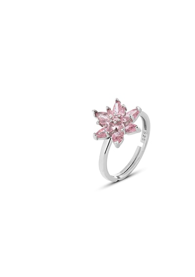 Zanaatsilver 925 Ayar Gümüş Pembe Taşlı Çift Katman Nilüfer Çiçeği Yüzük