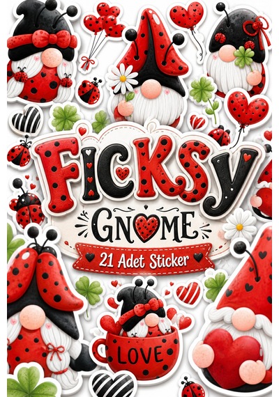 Sevimli Uğur Böceği Cücesi Sticker Seti - 21 Adet Etiket Çıkartma Diğer