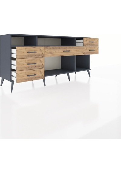 Hyperion Konsol 2 Raflı 6 Çekmeceli 176x44x83 Antrasit-antrasit/çam Antrasit/çam Hyperion Konsol 2 Raflı 6 Çekmeceli 176x44x83 Antrasit-antrasit/çam Antrasit/çam