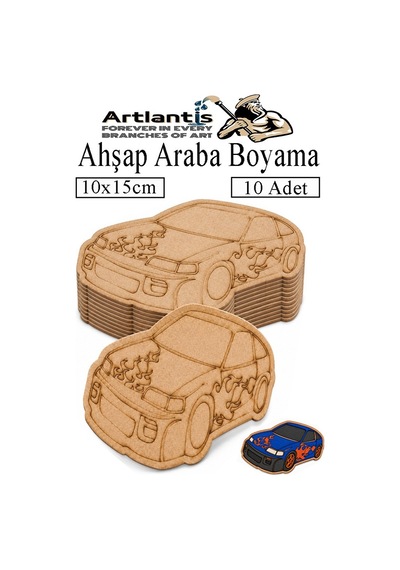 Ahşap Boyama Araçlar 10 Adet 10x15cm Taşıtlar Boyama Figürü Etkinlik Çoçuk Gelişim Motor Beceri Kreş Anasınıfı Beyaz