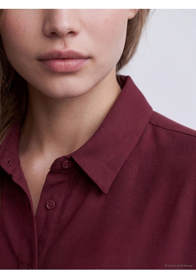 Lcw Vision Bordo Oversize Poplin Kadın Gömlek