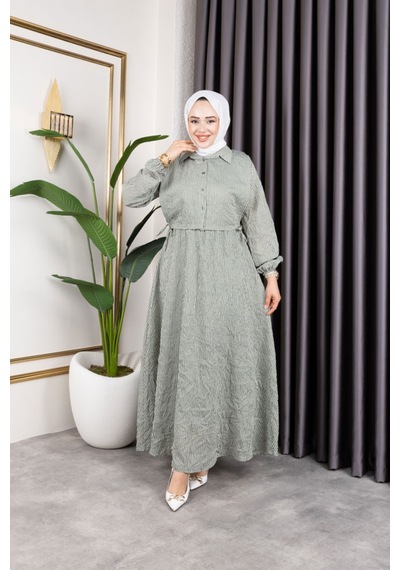 Hira Life Fashion Kadın Mint Tesettür Giyim Gömlek Detaylı Çizgili Viskon Kıraş Elbise Ikili Takım Mint Mint Hira Life Fashion Kadın Mint Tesettür Giyim Gömlek Detaylı Çizgili Viskon Kıraş Elbise Ikili Takım Mint Mint