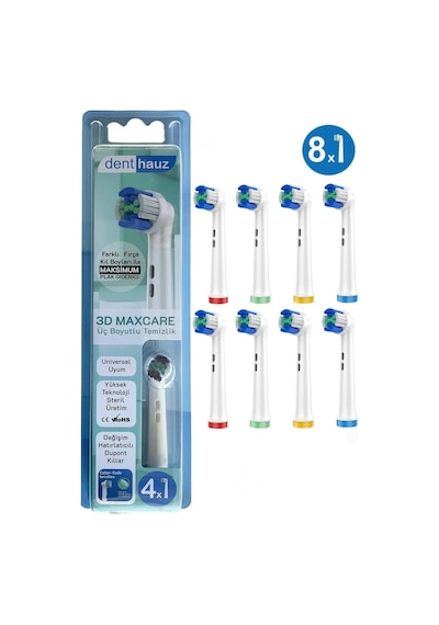 3d Maxcare - 3 Boyutlu Temiizlik Oral B Şarjlı Diş Fırçası Yedek Başlığı - 8 Adet Yedek Başlık