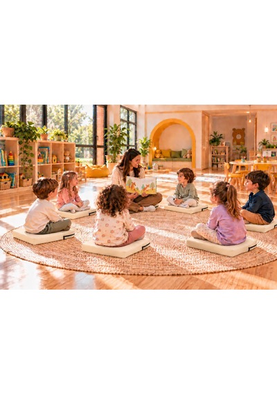 40x40x5 Cm Kare Minder - Sandalye Minderi - Kreş Anaokulu Oyun Aktivite Minderi - Bahçe Dekor Minderi Krem