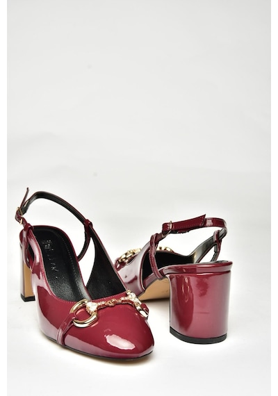 Fox Shoes U820295108 Bordo Rugan Kalın Topuklu Kadın Ayakkabı Bordo