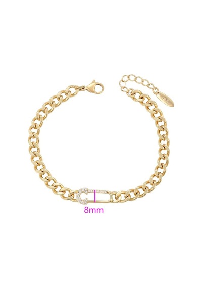 Zirkon Taşlı Modern Kilit Formlu 14 Ayar Altın Kaplama Kadın Bileklik Gold