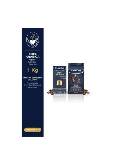 Caffe Borbone Arabica 1 Kg Kapsül Çekirdek Filtre Set - Nespresso Uyumlu, 3 Yöntem Tek Pakette Diğer