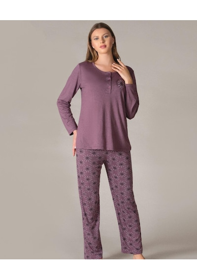 Uzun Kol Mevsimlik Pijama Takımı Viskon Alperi 790-35 MÜRDÜM