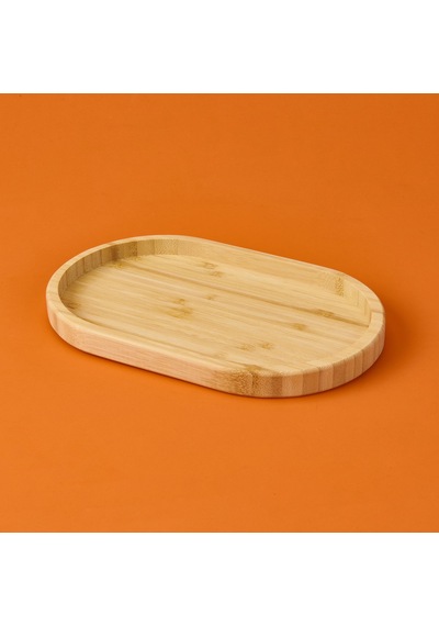 Mienn Bambu Oval Sunumluk - Açık Kahverengi - 25x5 Cm Çok Renkli