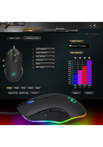 Hxsj S500 RGB 4800 DPI Kablolu Mouse
