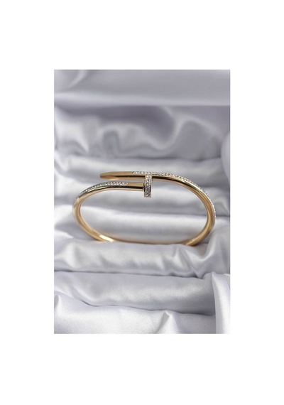 316l Çelik Gold Renk Çivi Model Zirkon Taş Detay Kadın Bileklik Tj-bb5646 Evimdeyokyok