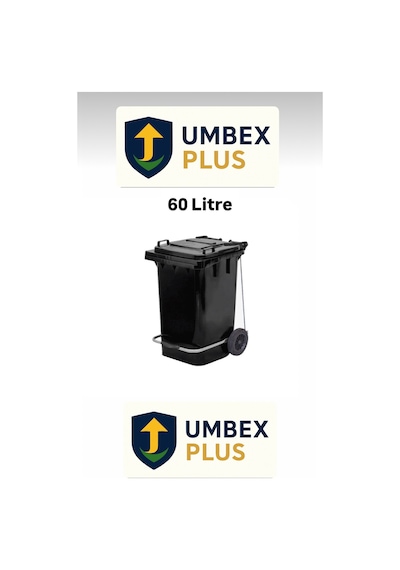Umbex Plastik Pedallı Çöp Konteyneri 60 Litre Plastik Konteyner - A Isıya Karşı Dayanıklı Malzeme Siyah