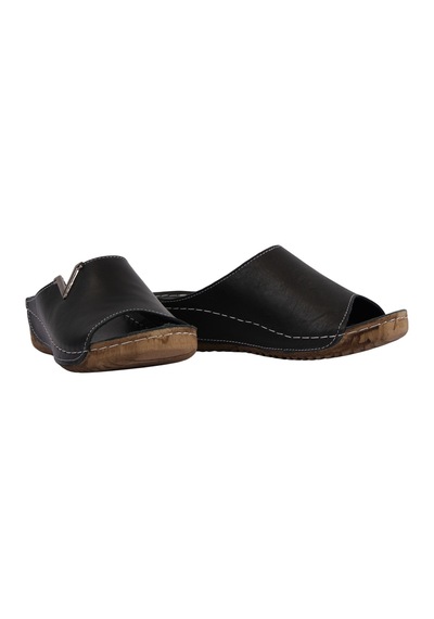 Napa Shoes Hakiki Deri Yumuşak Taban Rahat Günlük Kadın Terlik Napa-211 Siyah