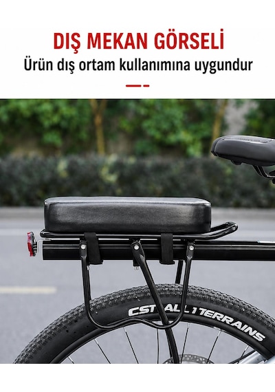Valkyrie Bisiklet Arka Koltuk Minderi Sele Yastığı Kalın Sünger Hızlı Tokalı Arka Bagaj Sele Minderi Siyah