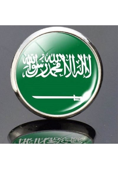 Suudi Arabistan Saudi Arabia Bayrak Rozeti - Paslanmaz Çelik Küçük Yaka Rozeti Çok Renkli