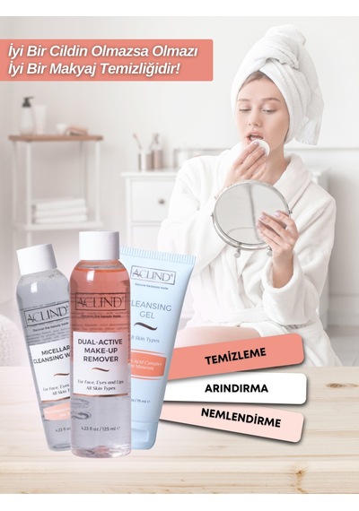Aclind Cleansing Gel 75 ML + Dual-Active Make-Up Remover 125 ML + Micellar Cleansing Water 125 ML
