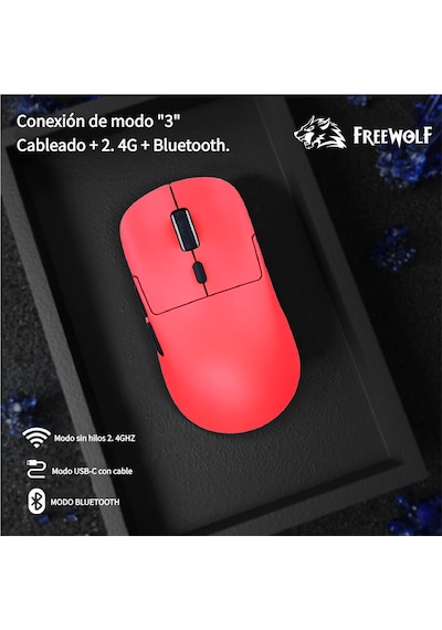 Freewolf A6 Kablosuz Oyuncu Mouse Paw3311 1000 Hz 24000 Dpı Profesyonel Bluetooth Üç Modlu Bağlantı -