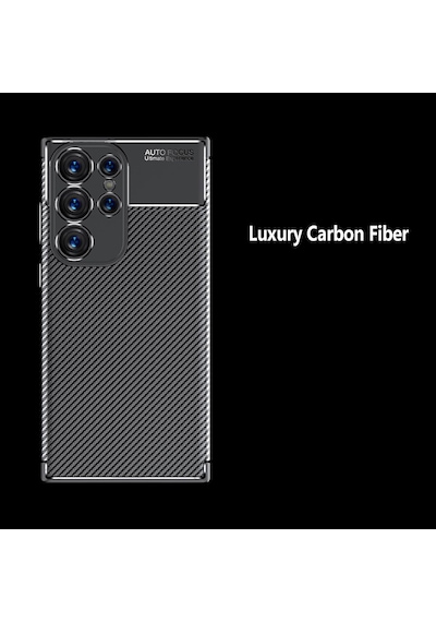 Samsung Galaxy Uyumlu S24 Ultra Kılıf Kamera Korumalı Karbon Desenli