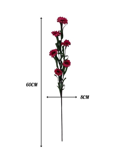 Yapay Çiçek Lateks Papatya Dalı Fuşya 6 Çiçekli 60 Cm Gerçek Dokulu Dekoratif Çiçek Fusya