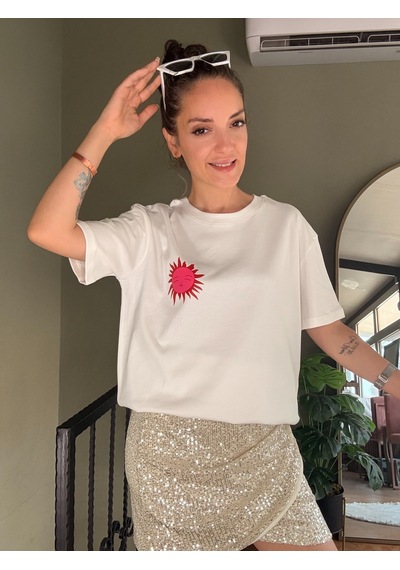 Ali Butik Ekru Out Of Office Baskılı Tişört