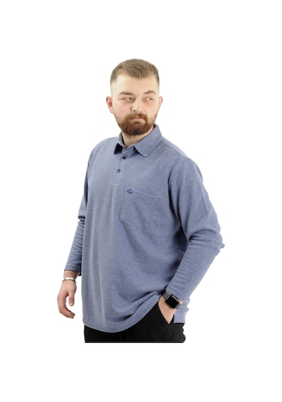Mode Xl Büyük Beden Erkek Sweatshirt Polo Yaka Uzun Kol Waffle 23449 İndigo İndigo