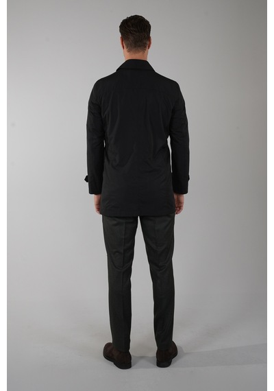 Bisse Siyah Regular Fit Polyester Pardösü Trençkot Pardesü Trcn25y25001 D99