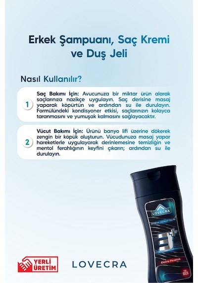 Şampuan Saç Kremi Duş Jeli For Men 3 Etkili Onarıcı Güçlendirici Bakım Besleyici 290 Ml Tüm Saç Tipleri
