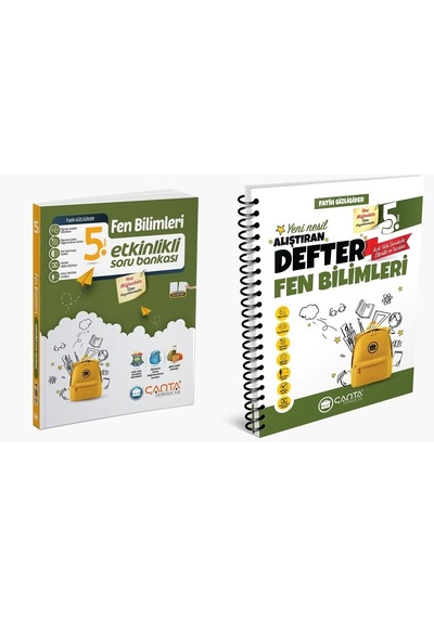 Çanta 2025 5. Sınıf Fen Bilimleri Etkinlikli Kazanım Soru Bankası + Defter Seti 2 Kitap