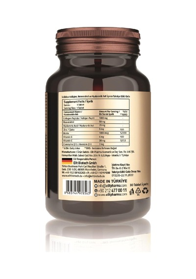 Collagen 1000 Mg + Resveratrol + Hyaluronic Acid 30 Tablets