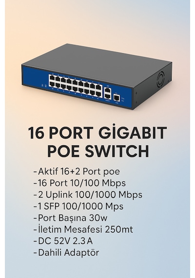 16 Port Gigabit Poe Switch 10/100/1000