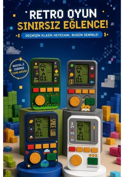 Özel Seri Oyun Kolu Atari Joystick Tetris Gameboy Gc017 Lacivert Erkek Arkat Genç