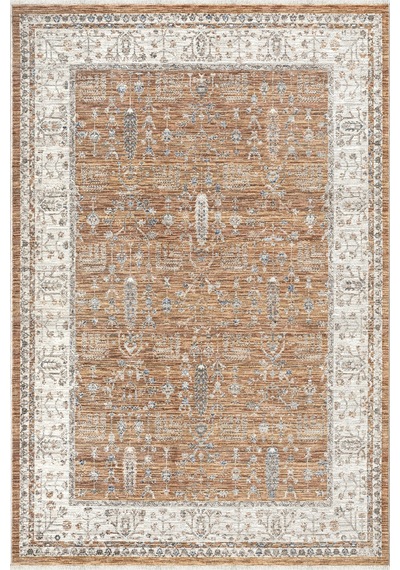 Merinos Valeria Serisi Etnik Desenli Salon Oturma Odası Halısı Hav Toz Vermez Dokuma Taban 91001-020 Turuncu