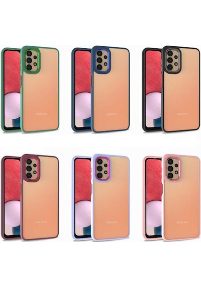 Samsung Galaxy Uyumlu A53 5G Kapak Metal Kamera Korumalı Arkası Şeffaf Silikon Kılıf - Yeşil