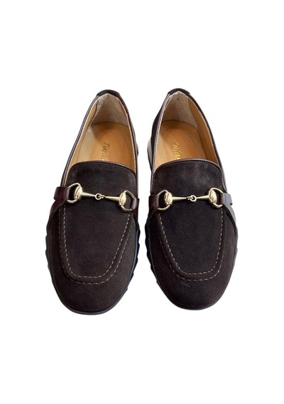 Kahve Hakiki Deri Süet Toka Detay Comfort Taban Spor Loafer Kahverengi